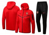 2022 Portugal Hoodie Red Soccer Training Suit Jacket + Pants Mens