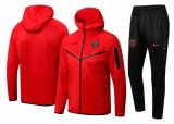22/23 PSG Hoodie Red Soccer Training Suit Jacket + Pants Mens