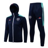 21/22 Arsenal Hoodie Navy Soccer Training Suit Jacket + Pants Mens