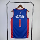 (IVERSON - 1) 23/24 Detroit Pistons Blue Swingman Jersey - Icon Edition Mens