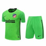 20/21 Atletico Madrid Goalkeeper Green Man Soccer Jersey + Shorts Set