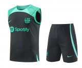 23/24 Barcelona Black - Green Soccer Training Suit Singlet + Short Mens