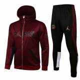 20/21 PSG x Jordan Hoodie Burgundy Soccer Training Suit (Jacket + Pants) Man