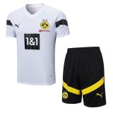 22/23 Borussia Dortmund White Soccer Training Suit Jersey + Short Mens