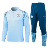 23/24 Manchester City Blue Soccer Training Suit Sweatshirt + Pants Mens