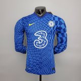 (Player Version) 21/22 Chelsea Home Long Sleeve Mens Soccer Jersey