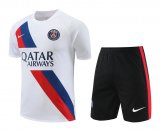 23/24 PSG White Soccer Training Suit Jersey + Short Mens