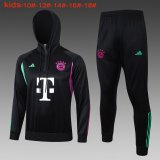 (Hoodie) 23/24 Bayern Munich Black Soccer Training Suit Sweatshirt + Pants Kids