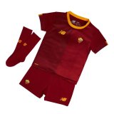 22-23 AS Roma Home Soccer Jersey + Shorts + Socks Kids