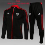 21/22 Manchester United Black Soccer Training Suit Jacket + Pants Kids