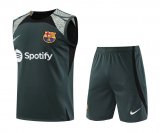 23/24 Barcelona Dark Grey Soccer Training Suit Singlet + Short Mens