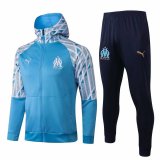 20/21 Olympique Marseille Hoodie Blue Soccer Training Suit (Jacket + Pants) Man