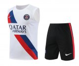 23/24 PSG White Soccer Training Suit Singlet + Short Mens