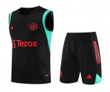 23/24 Manchester United Black II Soccer Training Suit Singlet + Short Mens