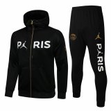 21/22 PSG x Jordan Hoodie Black III Soccer Training Suit(Jacket + Pants) Man