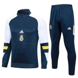 23/24 Real Madrid Oriental Blue Soccer Training Suit Sweatshirt + Pants Mens