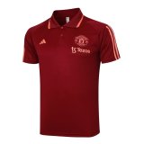 23/24 Manchester United Burgundy Soccer Polo Jersey Mens