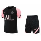 21/22 PSG Black - Pink Soccer Training Suit Jersey+Short Mens