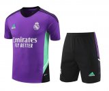 23/24 Real Madrid Purple Soccer Training Suit Jersey + Short Mens