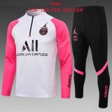 21/22 PSG x Jordan White - Pink Half Zip Soccer Training Suit Kids