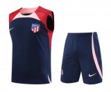 23/24 Atletico Madrid Navy Soccer Training Suit Singlet + Short Mens