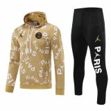 20/21 PSG x JORDAN Hoodie Gold Soccer Training Suit (Sweatshirt + Pants) Man