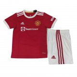 21/22 Manchester United Home Soccer Kit (Jersey + Short) Kids