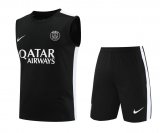 23/24 PSG Black Soccer Training Suit Singlet + Short Mens