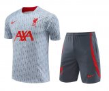 23/24 Liverpool Light Grey Soccer Training Suit Jersey + Short Mens