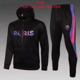 21/22 PSG x Jordan Hoodie Black Soccer Training Suit(Jacket + Pants) Kids