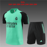 24/25 Real Madrid Green Soccer Training Suit Jersey + Short Kids