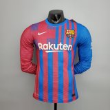 (Player Version) 21/22 Barcelona Home Long Sleeve Mens Soccer Jersey