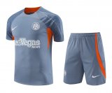 23/24 Inter Milan Light Grey Soccer Training Suit Jersey + Short Mens