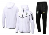 2022 Brazil Hoodie White Soccer Training Suit Jacket + Pants Mens