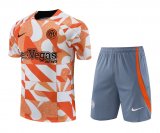 23/24 Inter Milan Orange Soccer Training Suit Jersey + Short Mens