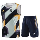 23/24 Real Madrid Grey Soccer Training Suit Singlet + Short Mens