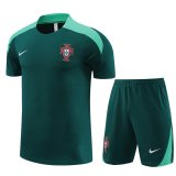 2024 Portugal Green Soccer Training Suit Jersey + Short Mens