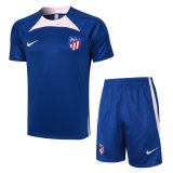 23/24 Atletico Madrid Blue Soccer Training Suit Jersey + Short Mens