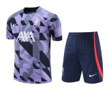 23/24 Liverpool Violet Soccer Training Suit Jersey + Short Mens