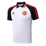 21/22 Manchester United White - Black Soccer Polo Jersey Mens
