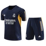 23/24 Real Madrid Deep Blue Soccer Training Suit Jersey + Short Mens