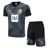 23/24 Borussia Dortmund Black Soccer Training Suit Jersey + Short Mens