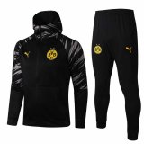 20/21 Borussia Dortmund Hoodie Black Soccer Training Suit (Jacket + Pants) Man
