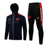 21/22 Bayern Munich Hoodie Royal Soccer Training Suit Jacket + Pants Mens
