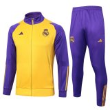 23/24 Real Madrid Yellow Soccer Training Suit Jacket + Pants Mens