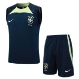 23/24 Brazil Oriental Blue Soccer Training Suit Singlet + Short Mens