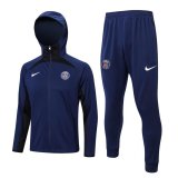 (Hoodie) 22/23 PSG Navy Soccer Training Suit Jacket + Pants Mens