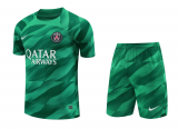 23/24 PSG Goalkeeper Green Soccer Jersey + Shorts Mens