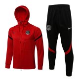 21/22 Atletcico Madrid Hoodie Red Soccer Training Suit Jacket + Pants Mens