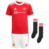 21/22 Manchester United Home Kids Soccer Jersey+Short+Socks